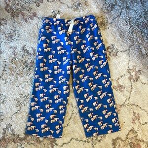 J. Crew Blue and White Pajama Bottoms with Cozy Polar Bear Design
